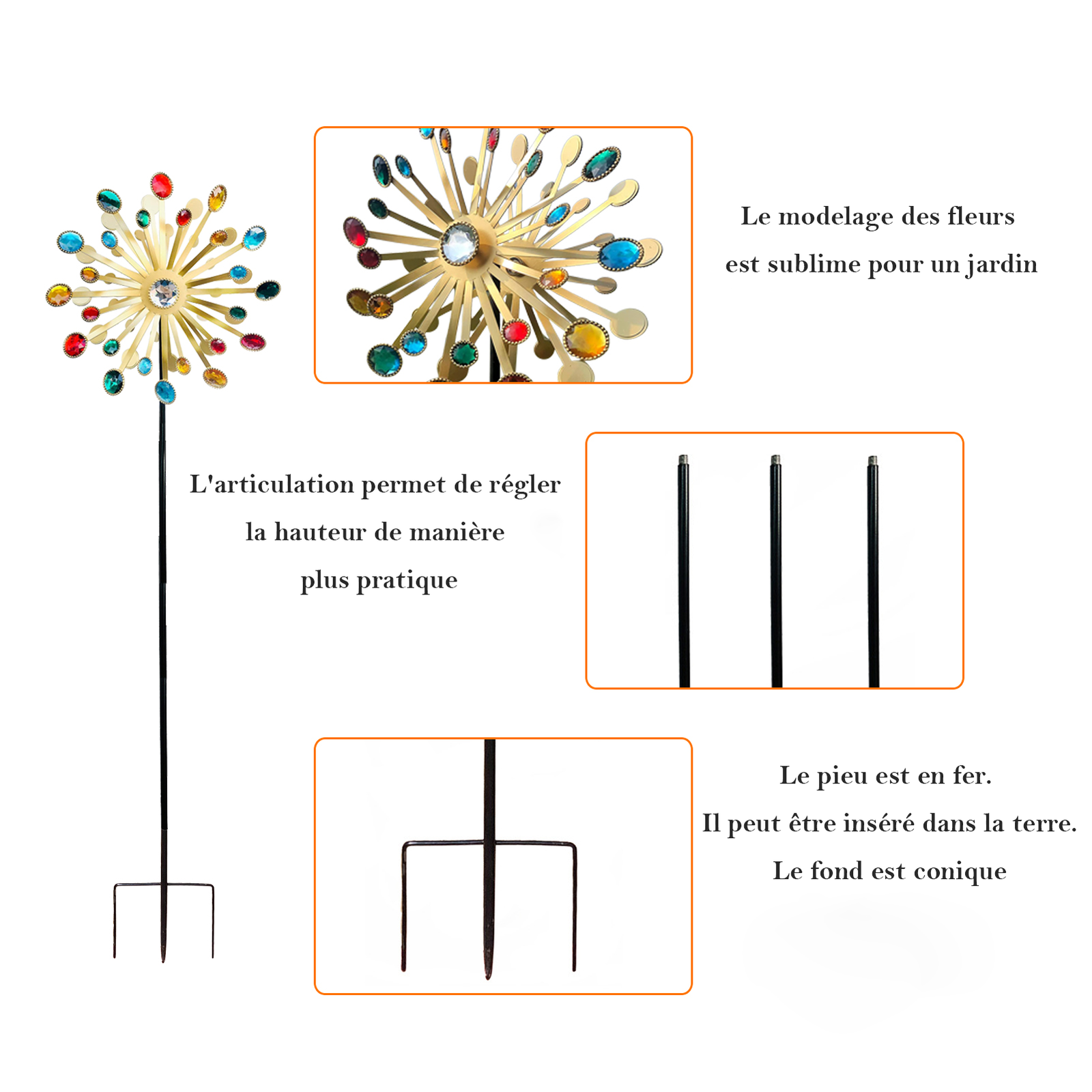 Moulins à vent de décoration en métal pour jardin Moulins à vent de décoration en métal pour jardin